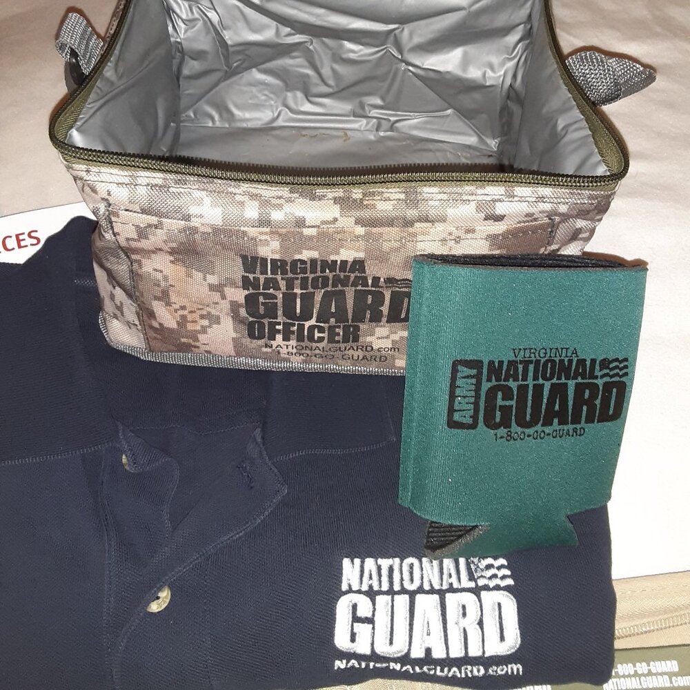 5lbs of US Air VA National Guard: Shirts, Notebook, Pins, Challenge Coin, Cooler